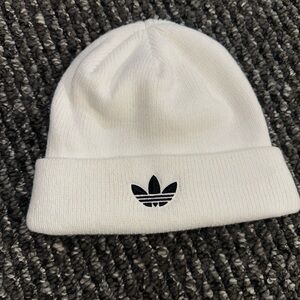 Adidas Classic White Beanie with Black Emblem